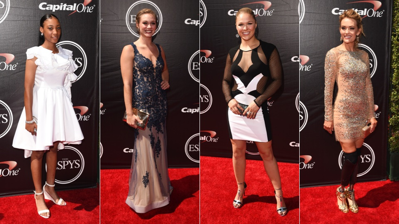 Illustration for article titled Sparkles, Lace & a Whole Lotta Muscle On the ESPYs Red Carpet